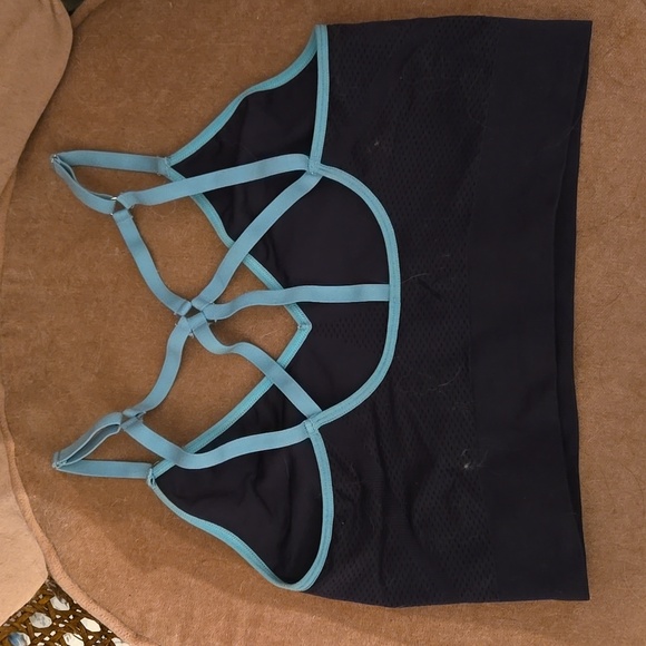 Knitwear Sports Bra, Black and Teal, XL - Picture 2 of 5